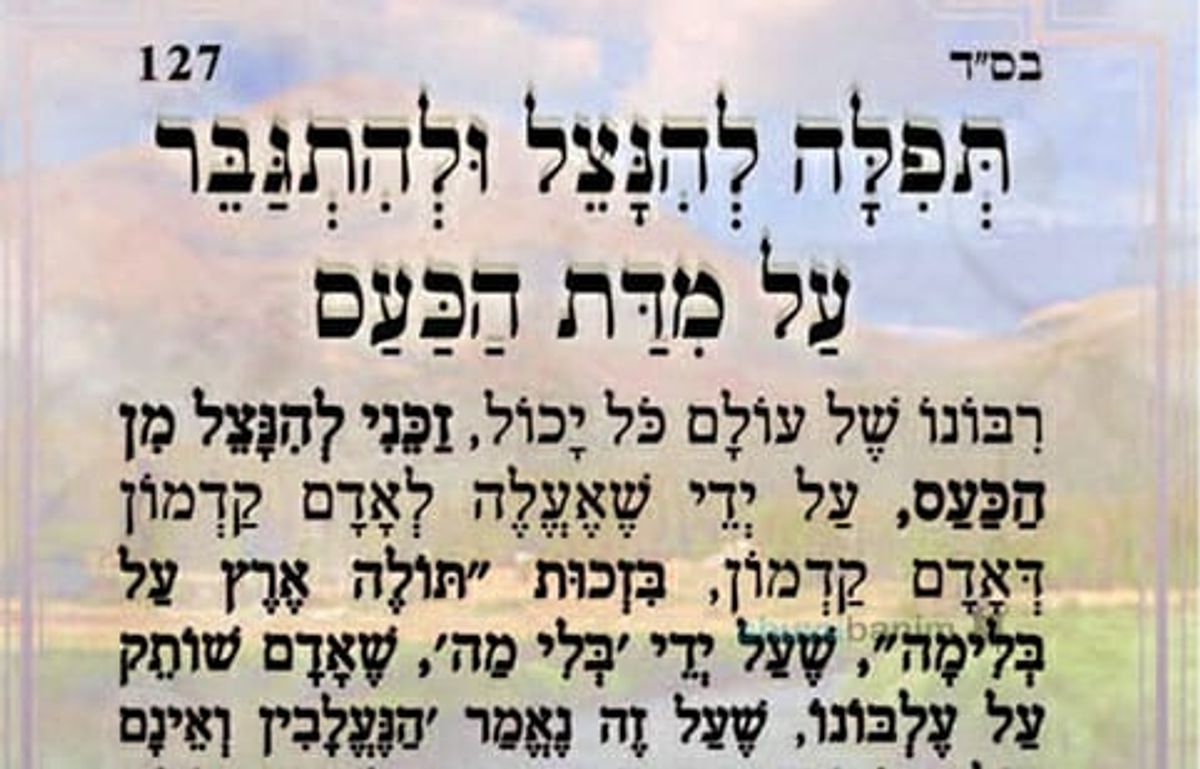 תפילה של הגה"צ הרב אליעזר ברלנד שליט"א להינצל ולהתגבר על מדת הכעס