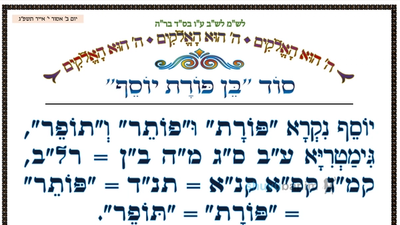 סוד בן פורת יוסף • המאמר היומי מהגה"צ רבי אליעזר ברלנד שליט"א
