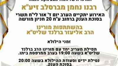 The Central and Largest Hillulah in the World Tonight in Honor of Rebbe Nachman of Breslov