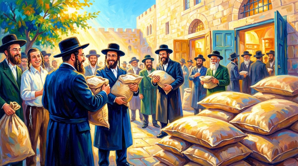 סיפור של חסד: חלוקת קמחא דפסחא היסטורית לתלמידי הרב ברלנד
