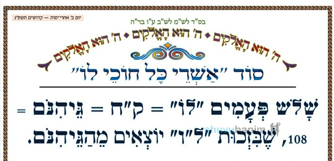 סוד "אשרי כל חוכי לו" • המאמר היומי מהגה"צ רבי אליעזר ברלנד שליט"א