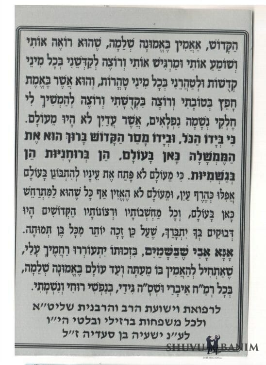 #1462 Prayer to believe in the True Tzaddik