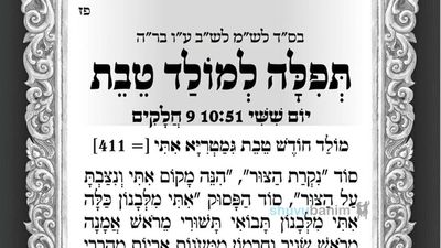 תפילה למולד חודש טבת מהגה"צ רבי אליעזר ברלנד שליט"א