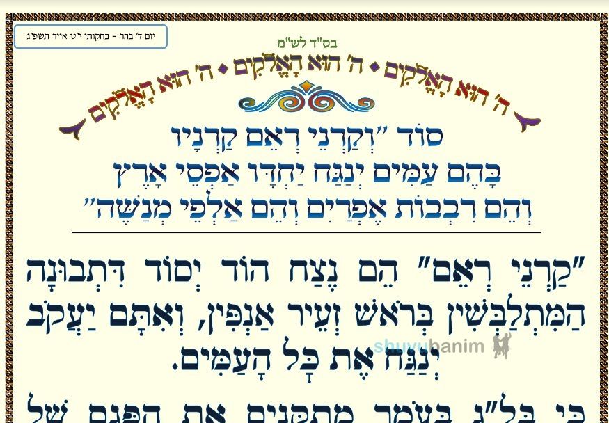 סוד "וקרני ראם קרניו בהם עמים ינגח..." • המאמר היומי מהגה"צ רבי אליעזר ברלנד שליט"א