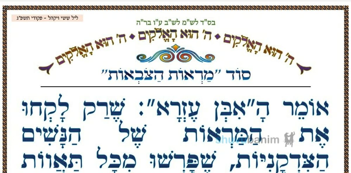 מראות הצובאות  • המאמר היומי מהגה"צ רבי אליעזר ברלנד שליט"א