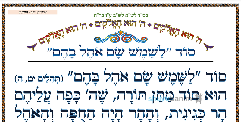 סוד לשמש שם אוהל בהם • המאמר היומי מהגה"צ רבי אליעזר ברלנד שליט"א