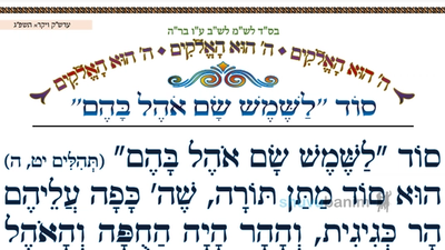 סוד לשמש שם אוהל בהם • המאמר היומי מהגה"צ רבי אליעזר ברלנד שליט"א