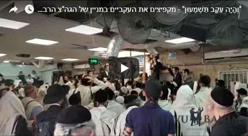 אנ"ש מקפיצים את העקביים עם כ"ק הגה"צ הרב אליעזר ברלנד שליט"א בתפילת שחרית