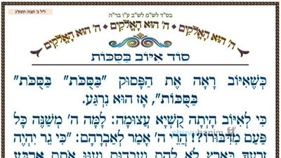 "סוד איוב בַּסֻכּוֹת" המאמר היומי מהגה"צ רבי אליעזר ברלנד שליט"א