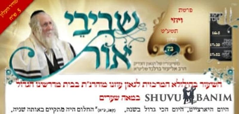 שיעורי הגה"צ הרב אליעזר ברלנד שליט"א מהשבוע החולף - שביבי אור 73