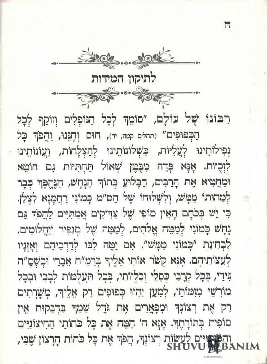 Rabbi Berland's Prayer to Rectify One's Character Traits