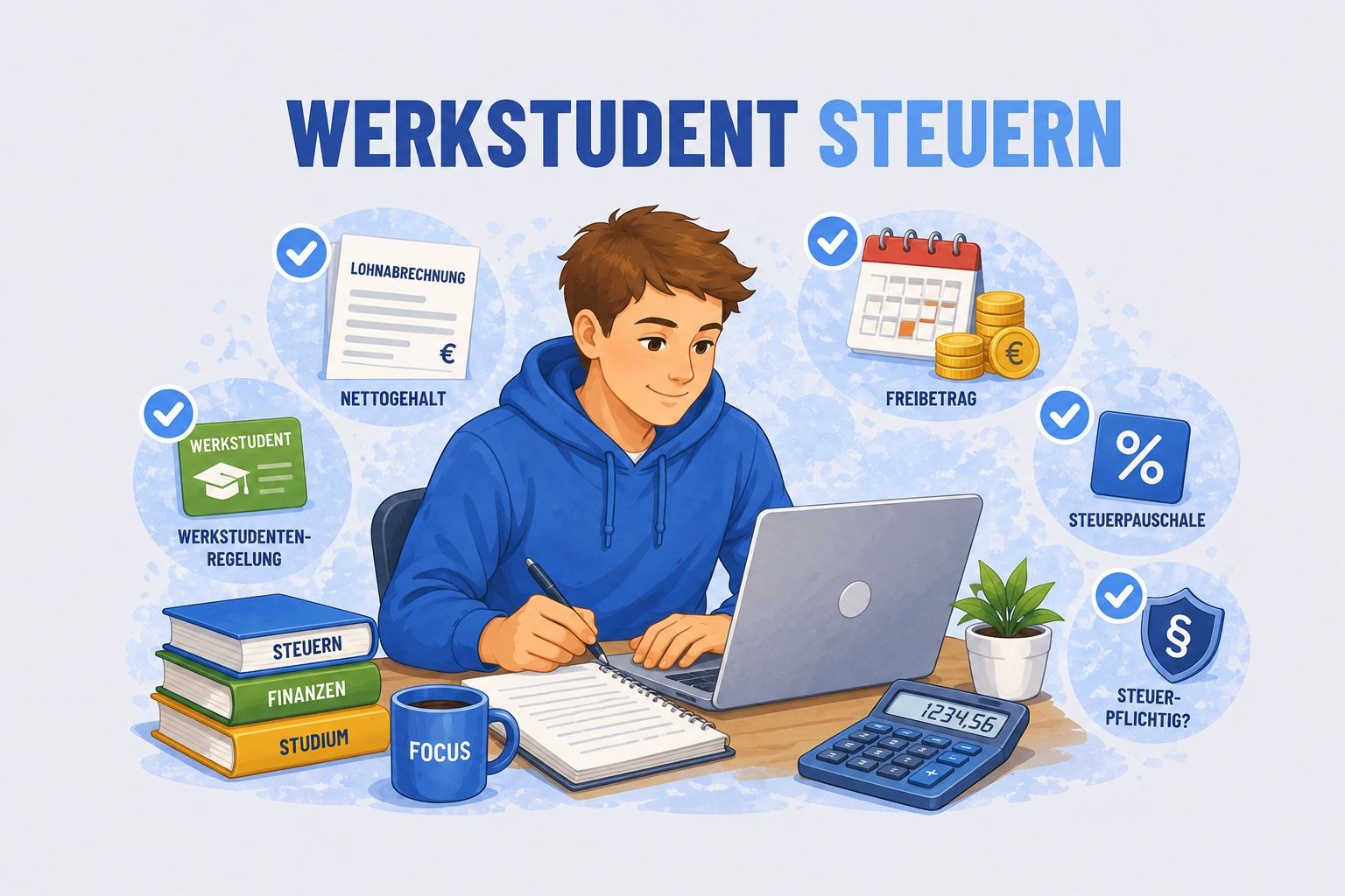 Werkstudent: Was bleibt netto? Steuern, Abzüge & Rechner 2026