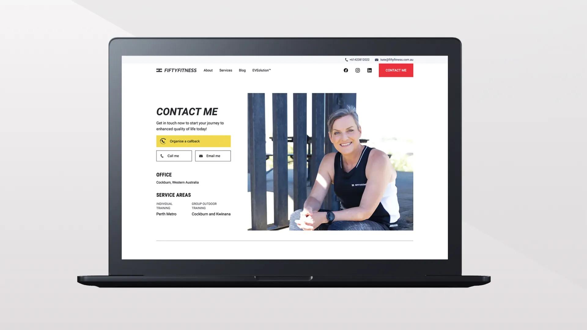 A mockup of the contact page.