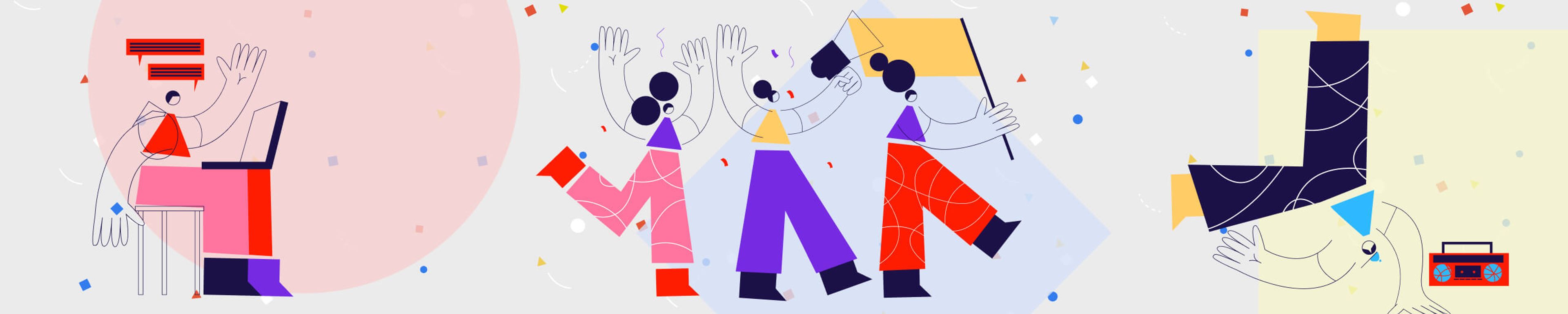 A graphic of some people dancing.