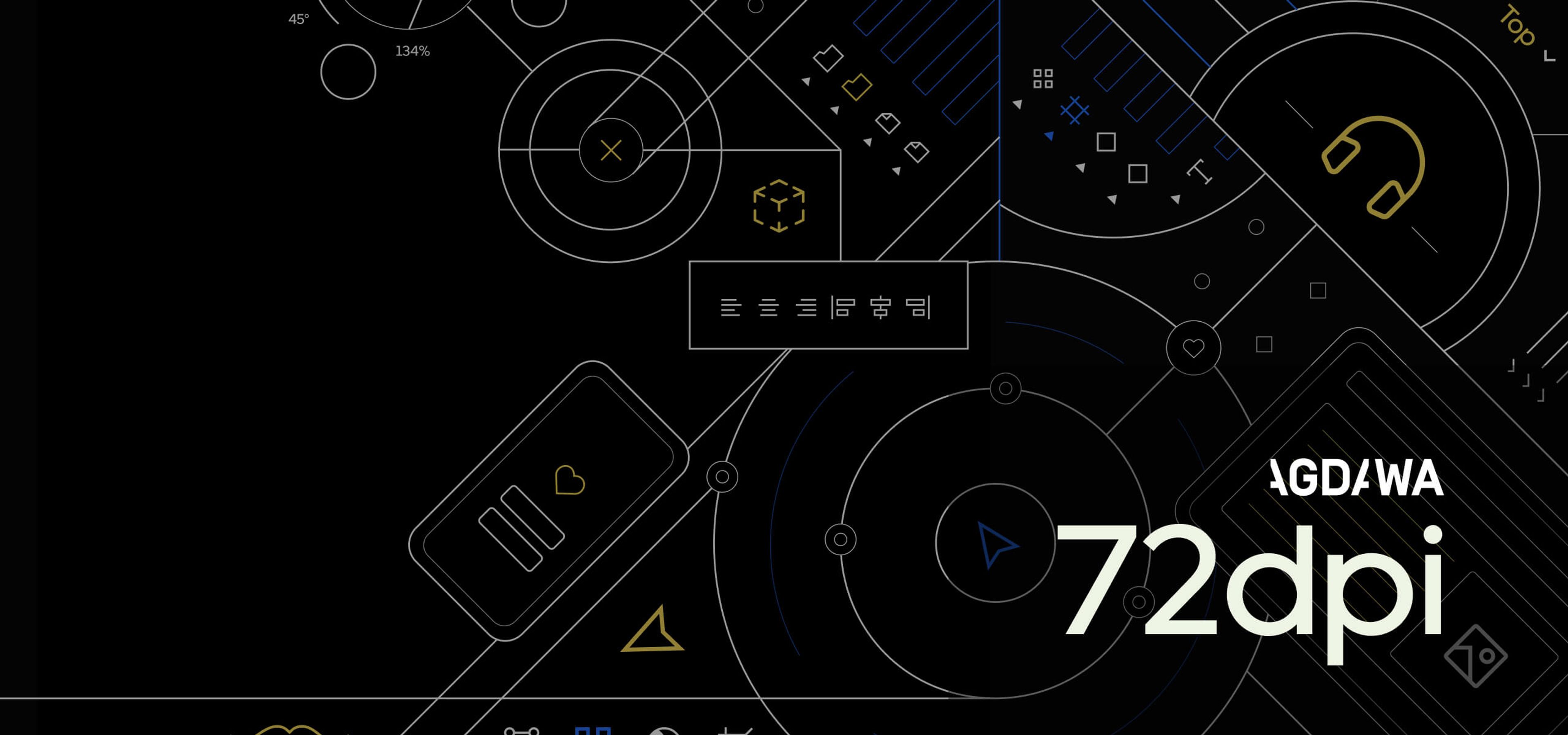 A decorative hero image with the words AGDAWA and 72dpi written on it.