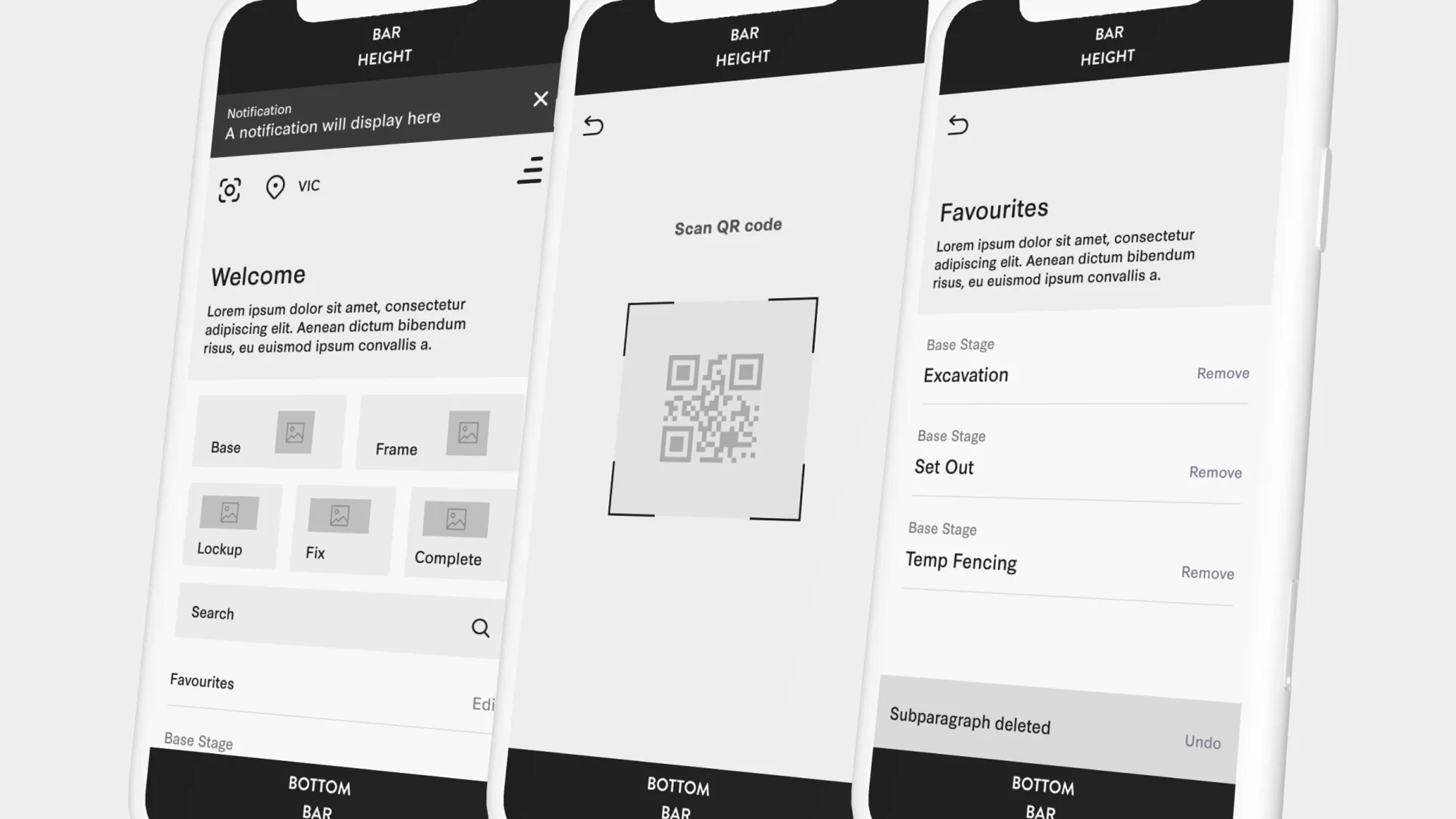 A mockup of the Simbook wireframes