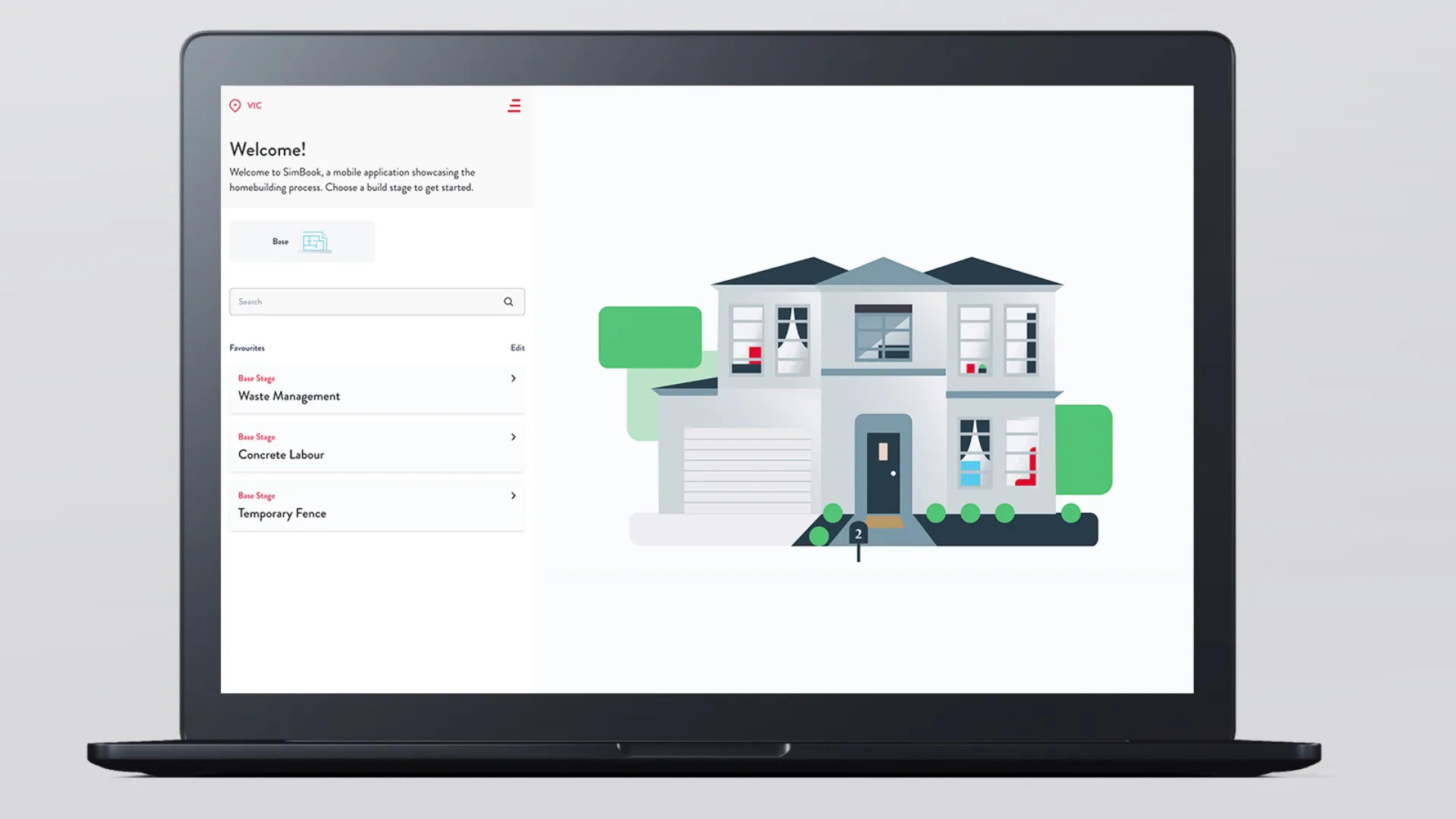 A mockup of the Simbook website.