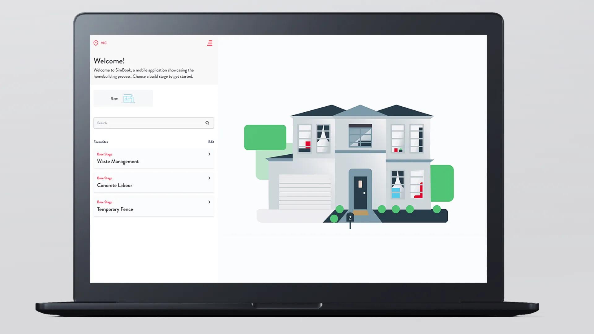 A mockup of the Simbook website.