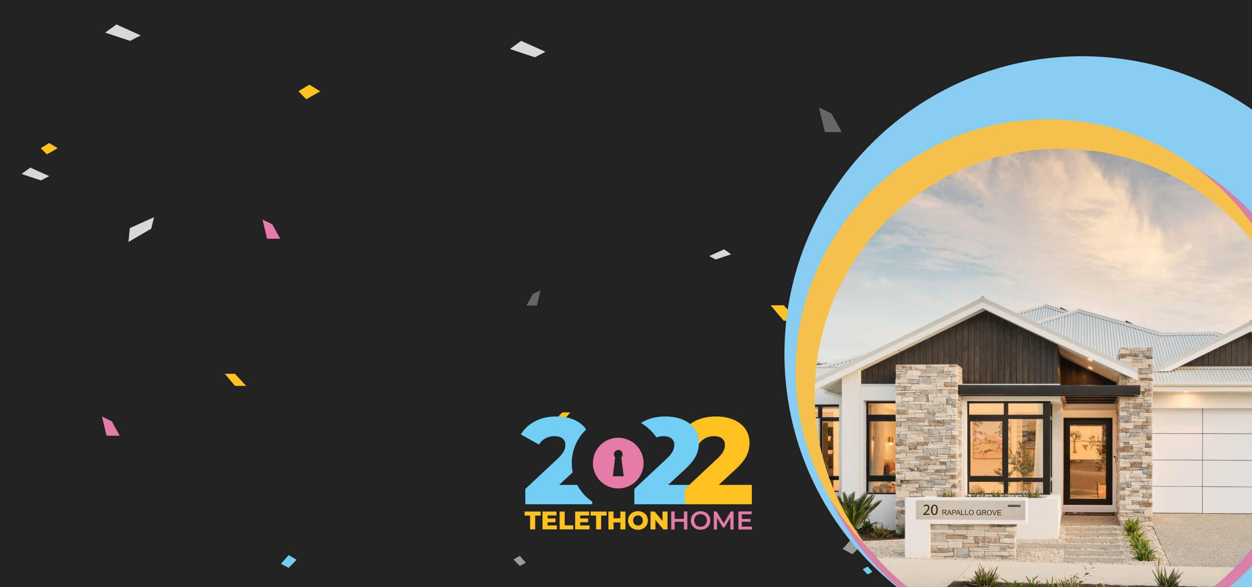 A photo of the facade of the 2022 Telethon Home with a 2022 graphic next to it.