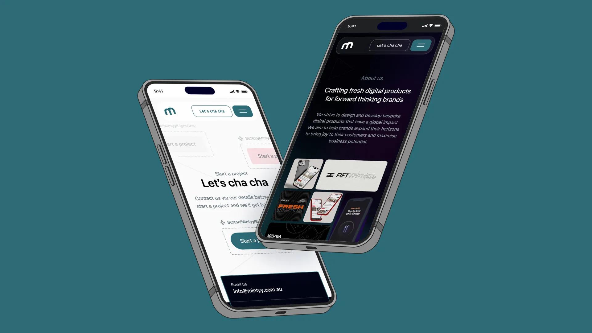 A mockup of the Mintyy website on mobile
