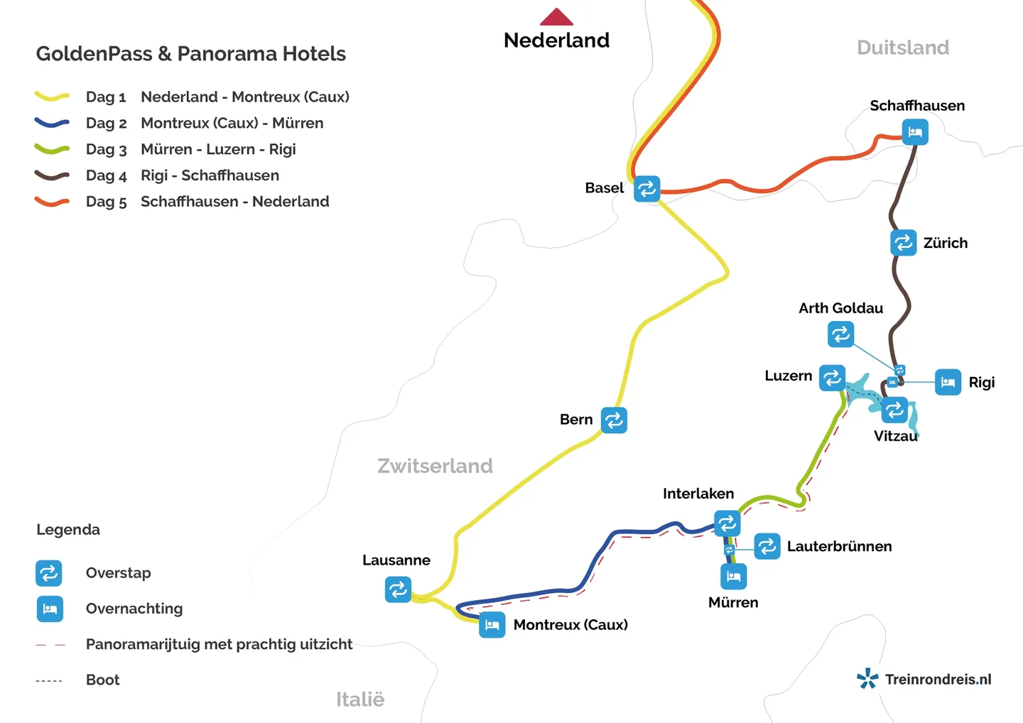 Reis route: GoldenPass & Panorama Hotels
