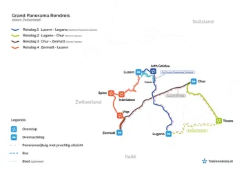 Reis route: Grand Panorama 1e klas (Zwitserland only)