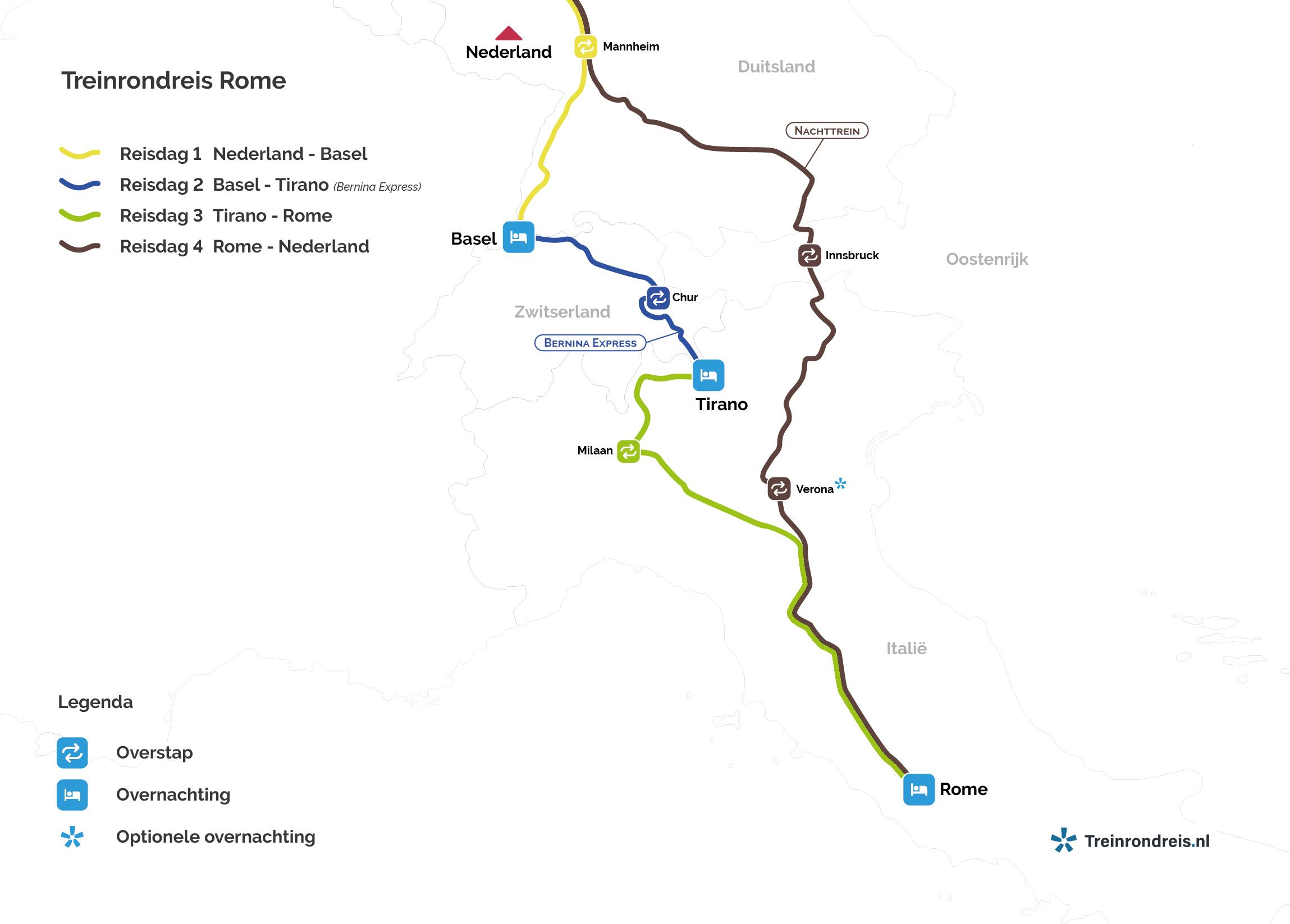 Treinreis naar Rome via de Berninaroute | Treinrondreis