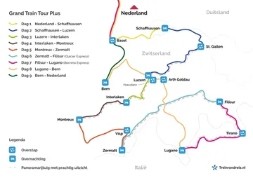 Reis route: Grand Train Tour Plus
