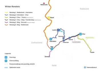 Reis route: Winter Treinrondreis Zwitserland