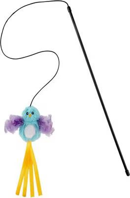 Frisco bird with feathers teaser wand cat toy for Bengal kittens