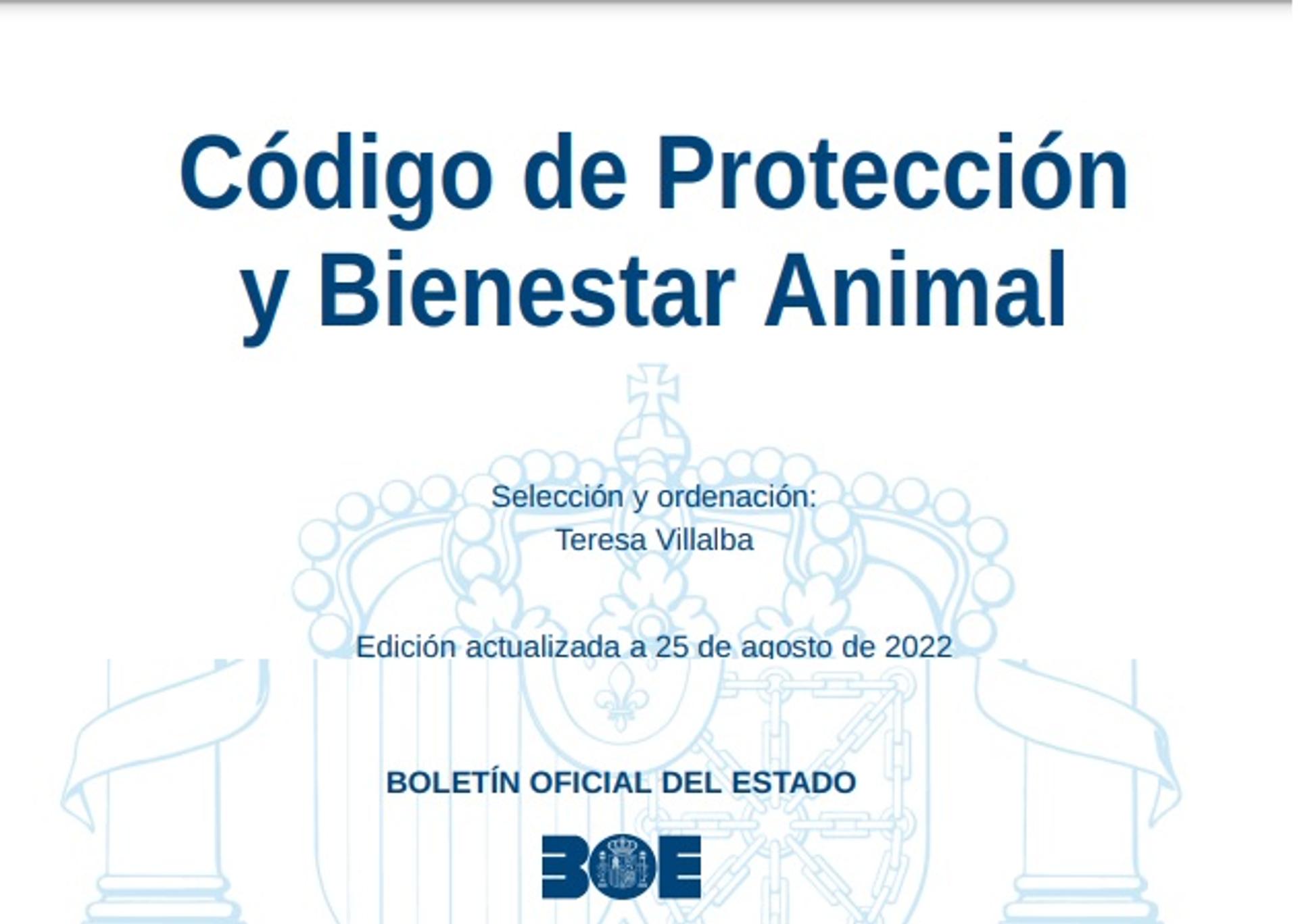 código protección y bienestar animal