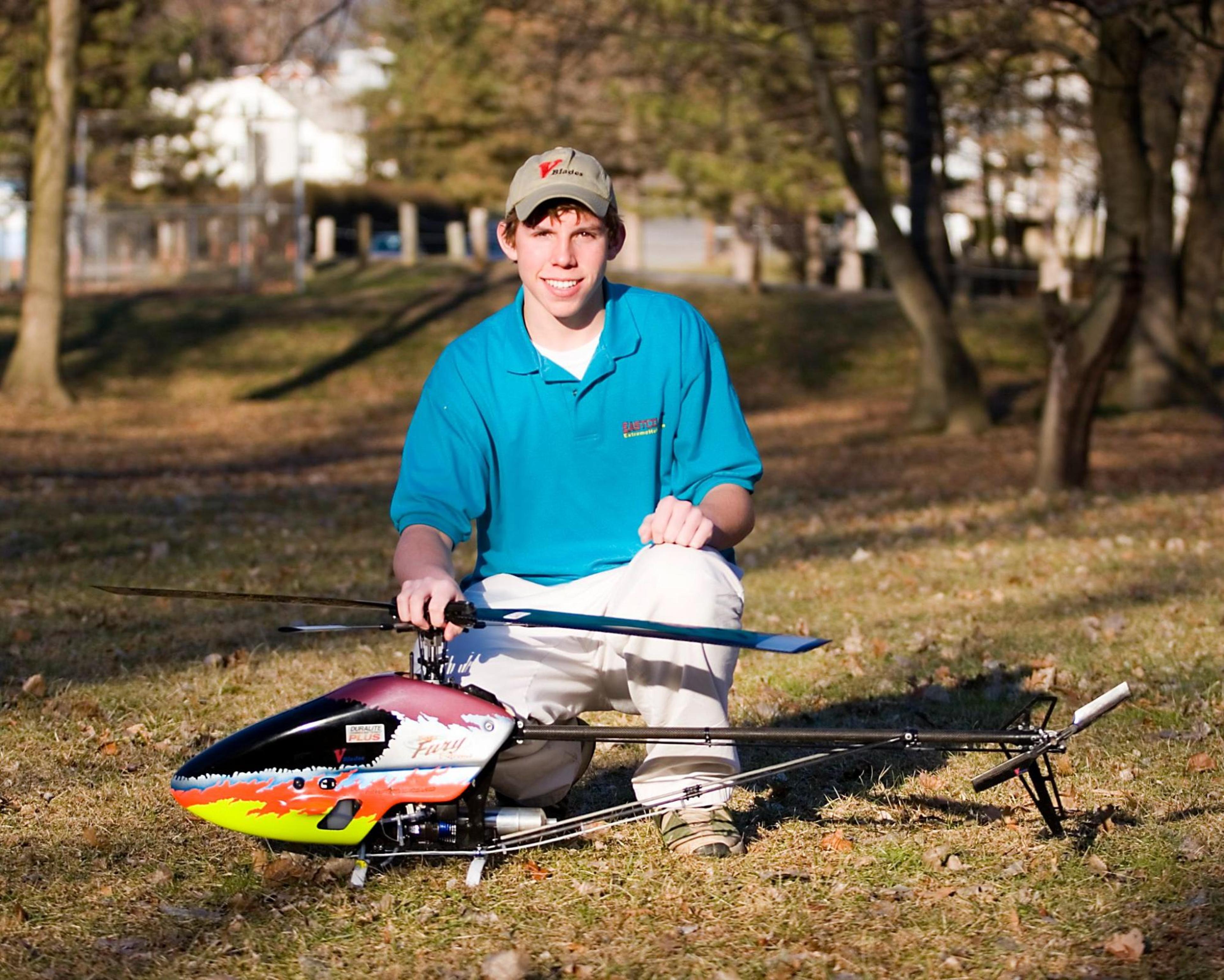 Bobby Watts with a RC helicopter.