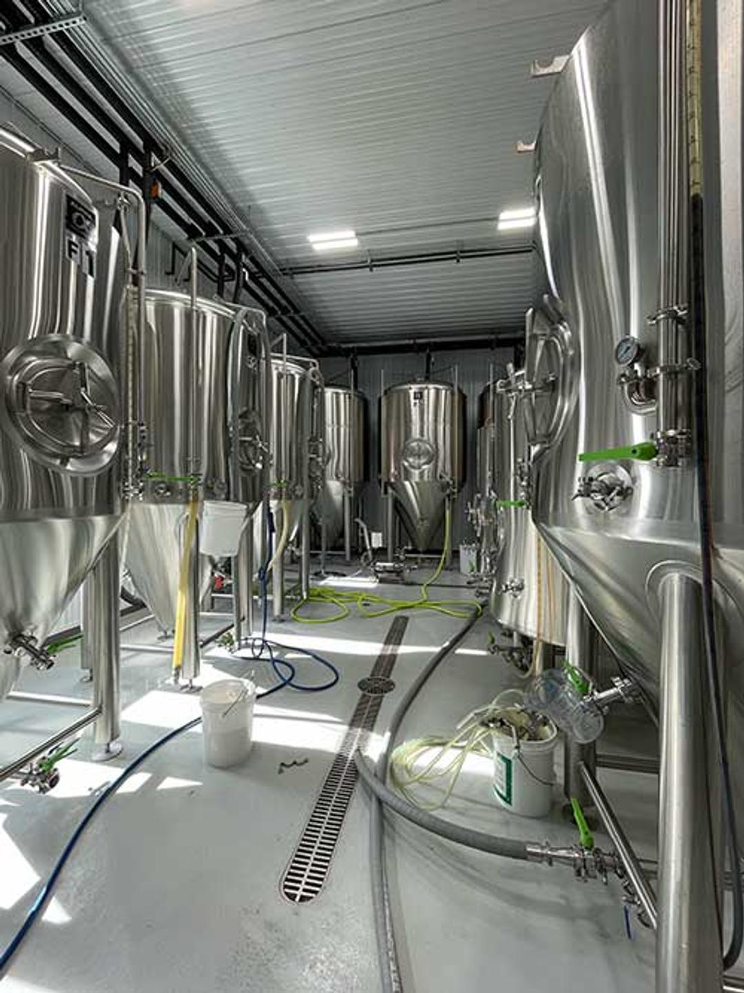 Fermentation tanks inside the Queenstown brewhouse
