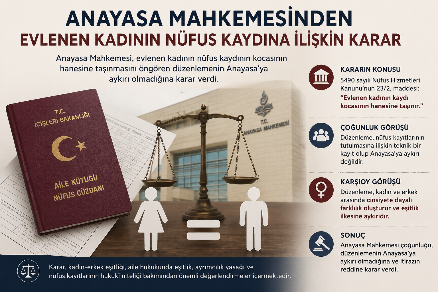 Anayasa Mahkemesinden Evlilik Sonrası Kadının Nüfus Kaydına İlişkin Önemli Karar