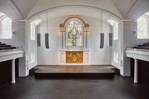 Symmetrical nave inside historic Hackney church, Love Locations filming location