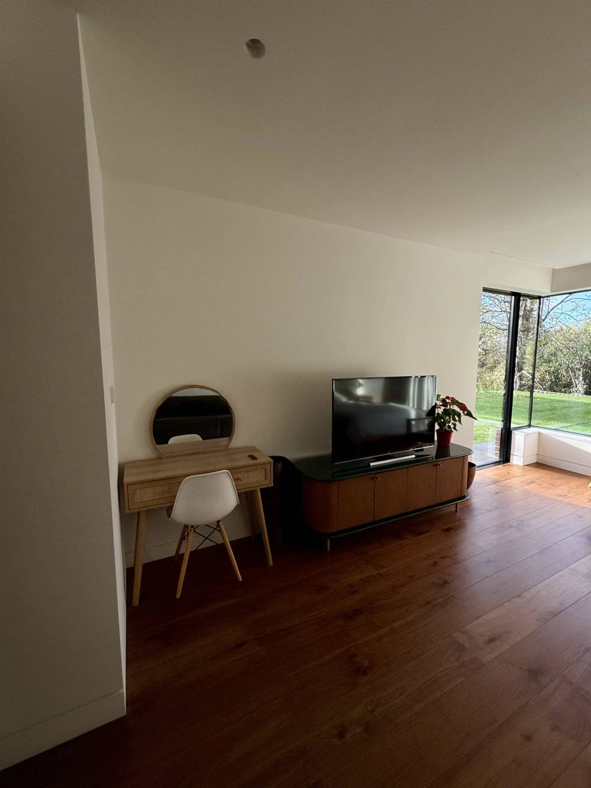 Home office or study area with natural light
