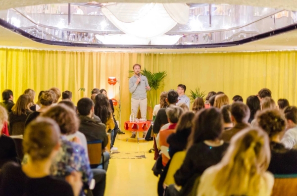 Bright yellow studio and event venue for talks, panels and workshops in Whitechapel London E1 – love locations