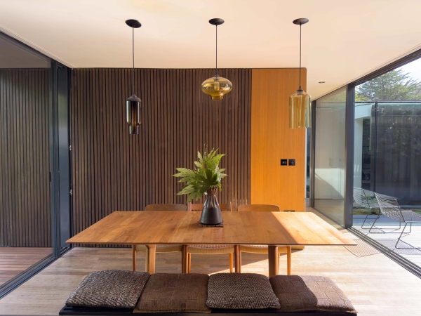 Open plan living room at Love Locations Highgate Zen modern home with natural light.