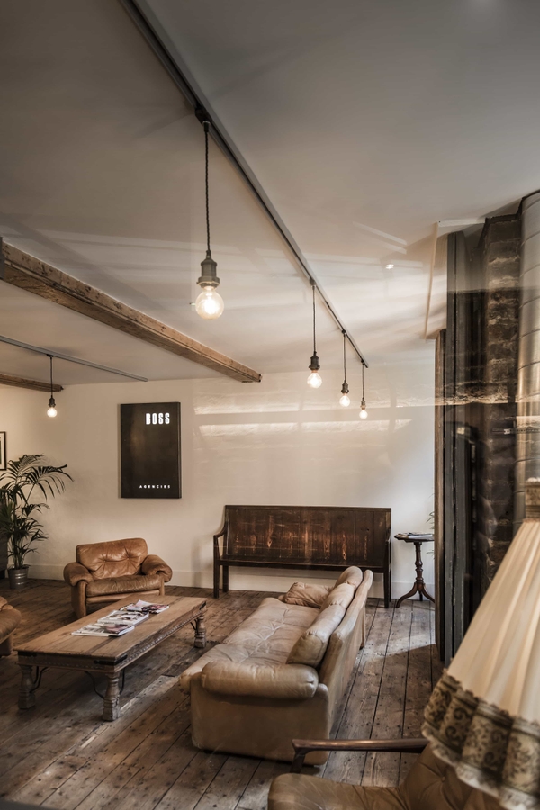 Exposed timber and brick interior in M4 warehouse, Love Locations
