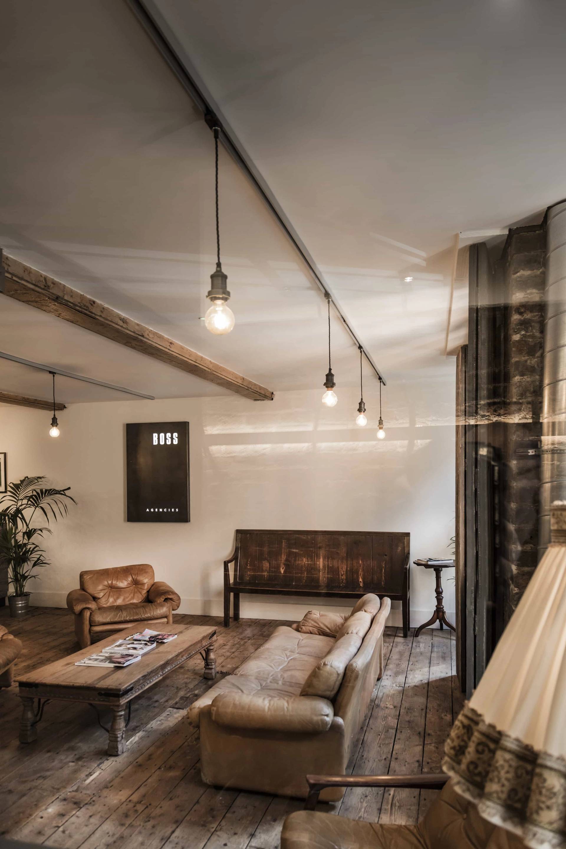 Exposed timber and brick interior in M4 warehouse, Love Locations