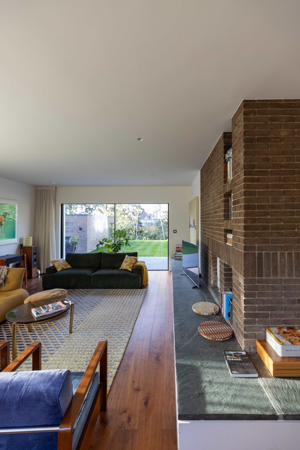 Interior hallway with timber flooring and natural light