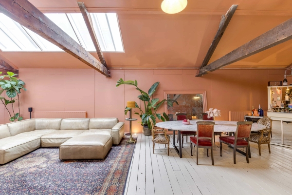 Bright dining area location within a converted warehouse, ideal for food photography and video production, Love Locations.