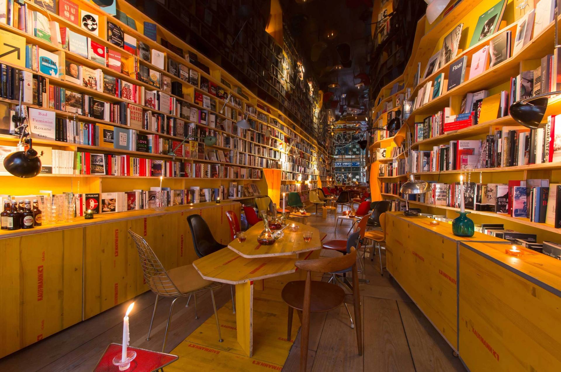 Bookshop location with floor-to-ceiling bookshelves and relaxed seating in East London E1 – love locations
