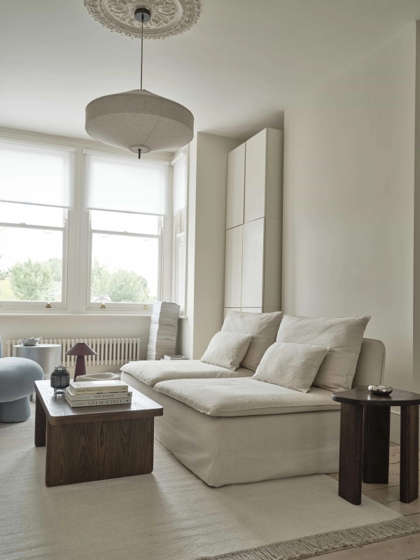 High ceiling modern living room in East London property