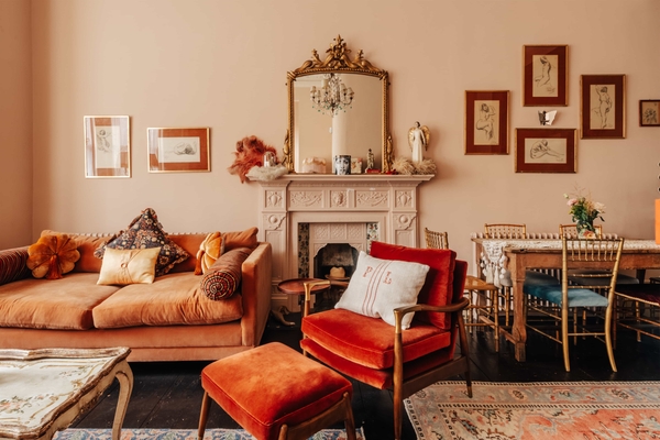 Period living room with fireplace and vintage seating in Hackney E8 – Love Locations
