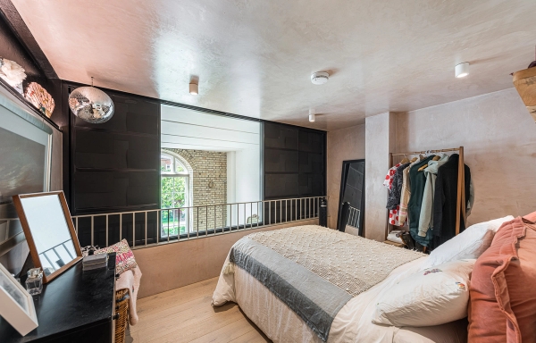 Bright open-deck loft bedroom shoot location inside an authentic Victorian school house conversion, Love Locations Elephant and Castle.