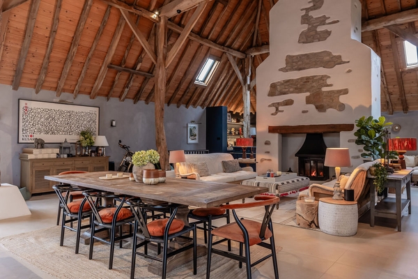 Love Locations interior of a barn with refined contemporary finishes.