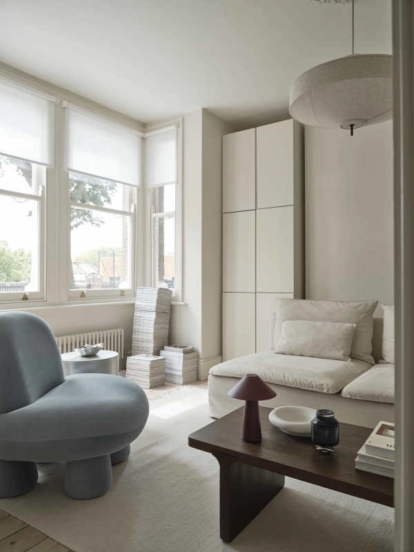 Minimal East London home with pale wood floors and natural light