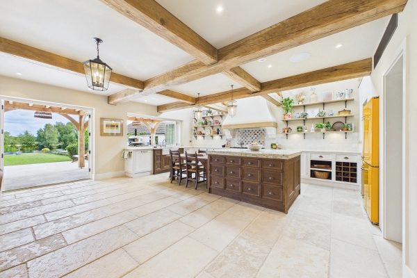 Love Locations large rustic luxury kitchen with island for TV and film