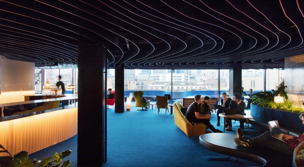 Bright panoramic lounge and members club bar event venue in Whitechapel East London available via love locations